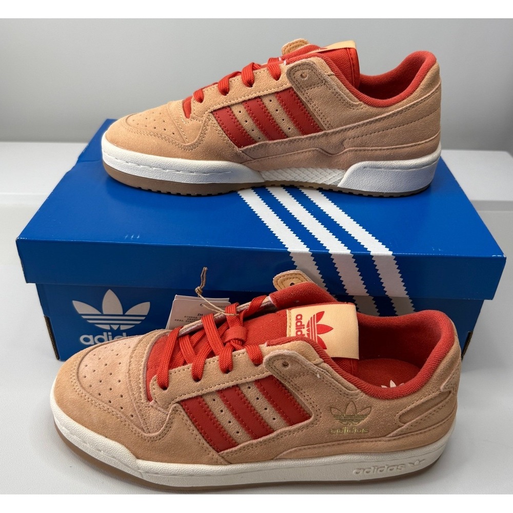 Adidas Forum Low CL‎ Clay Red Suede Gum Sole Sneakers JS1098 Mens 8 Womens 9New